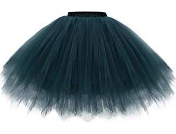 Gardenwed Damen Petticoat 50er Rockabilly Jahre Retro Tutu Ballet Tüllrock Cosplay Crinoline Tütü Rock in Grün Ballet Tanzkleid Karneval Kostüm Rockabilly in Grün Dark Green XL von Gardenwed