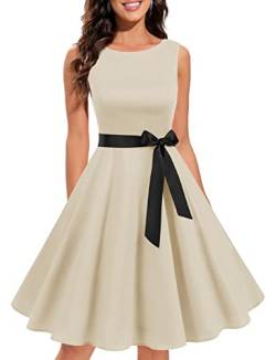 Gardenwed Kleid Kleider Damen Rockabilly Kleider Damen Petticoat Kleid cocktailkleid Damen Abendkleid elegant für Hochzeit Festliche Kleider für Damen Knielang 50er Jahre kleiderChampagne 2XL von Gardenwed