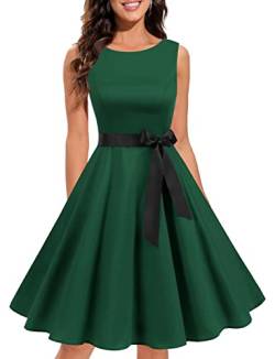 Gardenwed Kleid für Weihnachten Damen cocktailkleid Retro Kleid Rockabilly Damen 50er Jahre Kleid Damen Audrey Hepburn Kleid Petticoat Kleider Dark Green XS von Gardenwed