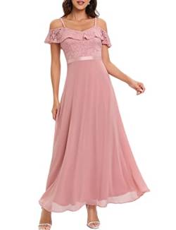 Gardenwed Plus Size Prom Hochzeit Formal Kleid, Plus Size Cold Shoulder Brautjungfer Abend Formal Kleid Blush 2XL von Gardenwed