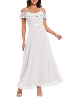 Gardenwed Plus Size Prom Hochzeit Formal Kleid, Plus Size Cold Shoulder Brautjungfer Abend Formal Kleid White 2XL von Gardenwed