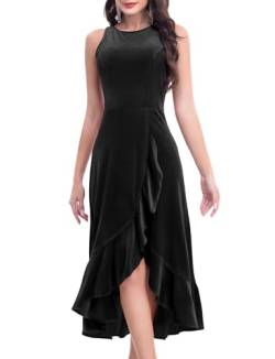 Gardenwed Samtkleid Abendkleid Lang Elegant Split Bodycon Kleid Lange Formelle Cocktail Party Kleider Hochzeitsgäste Ballkleid Festliches Partykleid Black L von Gardenwed