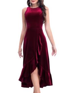 Gardenwed Samtkleid Abendkleid Lang Elegant Split Bodycon Kleid Lange Formelle Cocktail Party Kleider Hochzeitsgäste Ballkleid Festliches Partykleid Burgundy L von Gardenwed