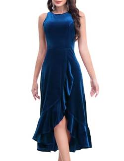 Gardenwed Samtkleid Abendkleid Lang Elegant Split Bodycon Kleid Lange Formelle Cocktail Party Kleider Hochzeitsgäste Ballkleid Festliches Partykleid Navy M von Gardenwed