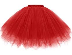 Gardenwed Tüllrock in Rot kurz Damen Karneval Kostüm Tüllrock 50er Rotes Tütü Rock Kurz Ballett Unterrock Crinoline Petticoat Tutu Tüllrock Roter Cosplay Crinoline Unterkleid Red L von Gardenwed