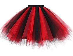 Gardenwed Tutu Tüllrock Tütü Damenrock 50er Rockabilly Petticoat Tutu Unterrock Vintage Ballet Blase Tanzkleid Ballkleid Abendkleid Gelegenheit Zubehör Black-Red XL von Gardenwed