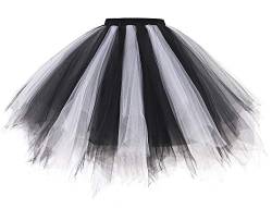 Gardenwed Tutu Tüllrock Tütü Damenrock 50er Rockabilly Petticoat Tutu Unterrock Vintage Ballet Blase Tanzkleid Ballkleid Abendkleid Gelegenheit Zubehör Black-White-M von Gardenwed