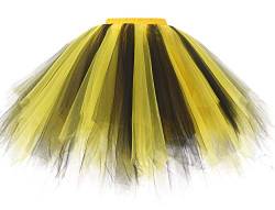 Gardenwed Tutu Tüllrock Tütü Damenrock 50er Rockabilly Petticoat Tutu Unterrock Vintage Ballet Blase Tanzkleid Ballkleid Abendkleid Gelegenheit Zubehör Black-Yellow S von Gardenwed