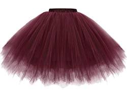 Gardenwed Tutu Tüllrock Weinrot Damen 50er Rockabilly Petticoat Tutu Unterrock Weinrotes Tütü Damen Reifrock Tüllrock Rockabilly Rock Unterkleid Burgundy S von Gardenwed