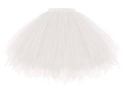 Gardenwed tütü weiß Petticoat Tutu kurz Damenrock Tüllrock weiß Karneval Kostüm Rockabilly Kleider 50s Retro Tutu weiß Damen Röcke Ballet Tanzkleid White L von Gardenwed