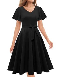 Kleider Damen Rockabilly Kleider Damen schwarzes Kleid Damen Rockabilly Kleid Cocktailkleid Damen 50er Jahre Kleider Audrey Hepburn Kleid Vintage Kleid Black S von Gardenwed