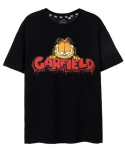 Garfield Graffiti Herren Schwarzes Kurzarm-T-Shirt | Umarme Urbane Coolness mit künstlerischem Flair - trage das Trendige Graffiti-Design und entfessele mühelosen Stil, der Komfort von Garfield