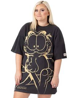 Garfield Oversized T-Shirt Kleid Damen Damen | Erwachsene Lazy Tabby Katze Tier Outfit | Anthrazit Orange Film Merchandise Geschenke von Garfield