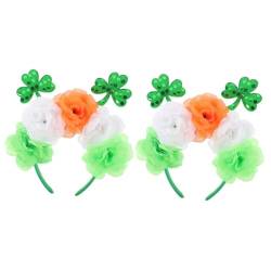 Garneck 2St Klee Stirnband Partyzubehör triopse haircharm party accessoires Satin-Stirnband St. Patrick's Day Stirnband empfindlich Kopfbedeckung leiner Yingschi Fräulein schmücken Stoff von Garneck