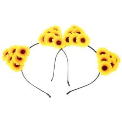 Garneck 2st Sonnenblumen-stirnband Sonnenblumen-haarkranz Verzierte Stirnbänder Für Damen Gänseblümchen-haarspange Make-up-stirnbänder Für Frauen Braut Hochzeitsblumen Yoga Stoff von Garneck