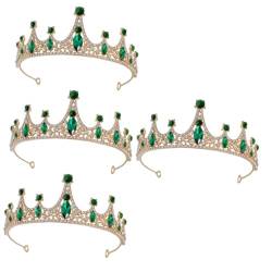 Garneck 4 Stück Tiara Mädchen Krone Stirnbänder mit Strasskronen elegant christmas Stirnband Retro-Dekor Stirnbänder für Kinder mit Strass besetzte Krone Frau Geschenk grüne Krone Zubehör von Garneck