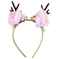 Garneck Geweih Stirnband Weihnachtsstirnband Elch Stirnbänder Weihnachtsdekoration Haarbänder Tiara Haarreifen aus Hirschhorn Hirschhornkopf Tier Haarschmuck Geweihkopf bilden Fräulein von Garneck