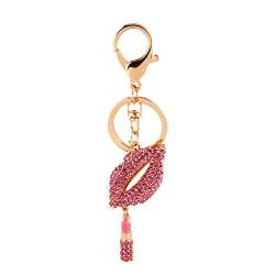 Garosa Sexy Lip Keyring Strass Crystal Key Chain Charm Schlüsselanhänger Anhänger für Purse Bag Pink von Garosa