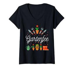 Damen Gartenfee Gärtner kleine Garten Prinzessin Garten Mama T-Shirt mit V-Ausschnitt von Garten Motive für Gärtner Bekleidung Geschenk Shop