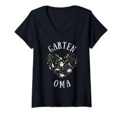 Damen Garten Oma Gärtnerin Hobbygärtnerin Damen Garten T-Shirt mit V-Ausschnitt von Garten Outfit für Damen Gärtnerin Hobbygärtnerin