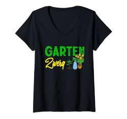 Damen Gartenzwerg Lustiges Garten Humor Hobbygärtner T-Shirt mit V-Ausschnitt von Gartenarbeit Gartenbau Gärtner Geschenke