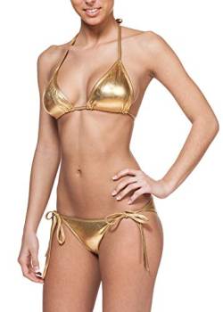 Gary Majdell Sport Damen Liquid Metallic Shiny String Bikini 2 Stück Badeanzug Set Gr. S, Liquid Gold von Gary Majdell Sport