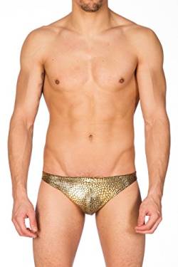 Gary Majdell Sport Herren Print Contour Pouch Bikini Badeanzug, Anaconda Gold, XL von Gary Majdell Sport
