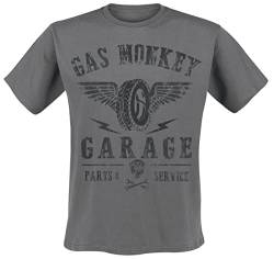 Gas Monkey Garage Herren GMG Tyres Parts Service T-Shirt, Grau (Anthrazit), M von Gas Monkey Garage