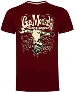 Gas Monkey Garage Herren T-Shirt Mechanics Spanner Burgunderrot Gr. M, burgunderfarben von Gas Monkey Garage