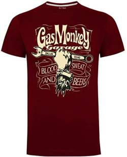 Gas Monkey Garage Herren T-Shirt Mechanics Spanner Burgunderrot Gr. XXL, burgunderfarben von Gas Monkey Garage