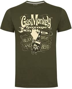 Gas Monkey Garage Mechanics Spanner Herren-T-Shirt, Militärgrün, grün, 3XL von Gas Monkey Garage