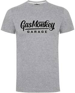 Gas Monkey Garage T-Shirt Large Script Logo Grey-L von Gas Monkey Garage