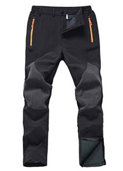 Gash Hao Herren Wasserdicht Winddicht Wanderhosen Ski Hosen Warme Softshellhosen Winter Outdoorhose Snowboardhose Trekkinghose Reißverschluss unten am Bein Hosen(180 Schwarz, 32W x 28L) von Gash Hao