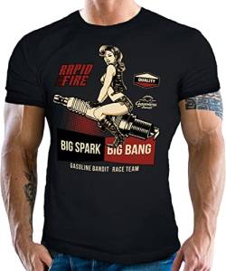 Classic Biker Racing Motorrad T-Shirt: Big Spark - Big Bang von Gasoline Bandit