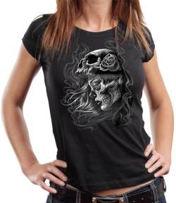 Damen Lady Biker T-Shirt: Lady-Skull von Gasoline Bandit