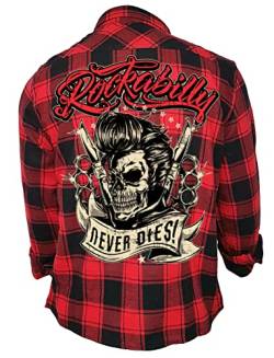 Gasoline Bandit Rockabilly Worker Herren-Hemd schwarz-rot kariert - Never Dies 4XL von Gasoline Bandit