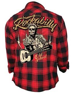 Gasoline Bandit Rockabilly Worker Herren-Hemd schwarz-rot kariert - Old School 3XL von Gasoline Bandit