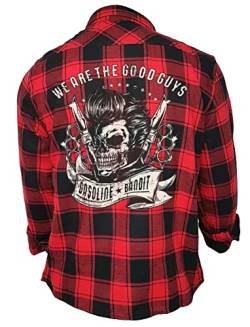 Gasoline Bandit Rockabilly Worker Herren-Hemd schwarz-rot kariert - We Are The Good Guys 3XL von Gasoline Bandit