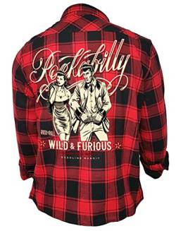 Gasoline Bandit Rockabilly Worker Herren-Hemd schwarz-rot kariert - Wild an Furious 3XL von Gasoline Bandit