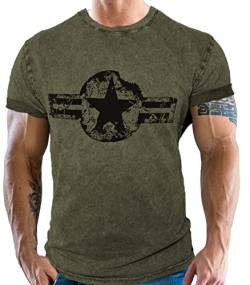 Gasoline Bandit US Army T-Shirt: US Air Force im Vintage Washed Jeans Look von Gasoline Bandit