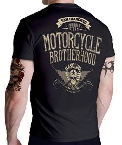 Old School Biker Racer Motorrad T-Shirt - Motorcycle Brotherhood von Gasoline Bandit