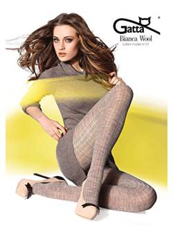 Gatta Bianca Wool 01 - gestreift-gemusterte blickdichte Damenstrumpfhose aus Wolle - Größe 2-S - Zielen-braungrün von Gatta