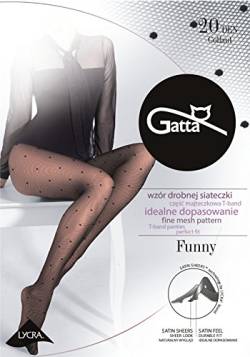 Gatta Damen Feinstrumpfhose mit Muster 20den (429-05) - Damen Strumpfhose mit feinem Netzmuster schwarz - Größe 3-M - Nero von Gatta