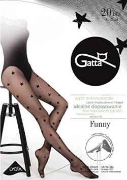 Gatta Damen Feinstrumpfhose mit Muster 20den (429-06) - Damen Strumpfhose mit Sternen Muster gepunktet schwarz - Designed & Made in EU (Nero, M) von Gatta