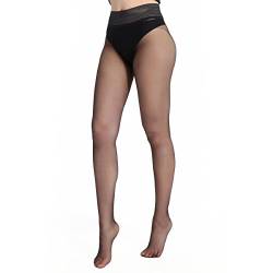 Gatta Discrete - 15den - Feinstrumpfhose ohne Naht elegant bequem unsichtbar breiter Bund Sensation & Innovation nahtlose Strumpfhose - Größe 4-L -Nero von Gatta