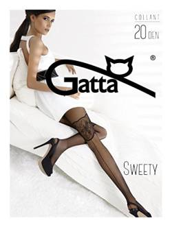 Gatta Fashion Sweety 04-20den - sexy gemusterte Strumpfhose mit heißem Strapsemuster - Größe 3-M - Schwarz von Gatta