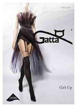 Gatta Girl Up 22-40/60den - gemusterte halbtransparente Strumpfhose mit Strapsedesign - Größe 2-S - Schwarz-Golden von Gatta