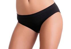 Gatta Mini Bikini Kiki - Underwear Seamless Bikini Slip Pantie - 3er Vorteilspack - weiche bequem hoher L (42-44), Schwarz von Gatta