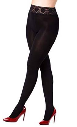 Gatta Solide schwarze Damen-Strumpfhose | Verdunkelungsstrumpfhose mit bequemem elastischem Spitzenbund SOFTI-COMFI 140 [Made in Europe], Schwarz, M von Gatta