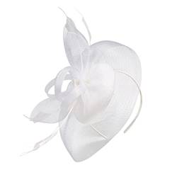 Gatuida Feder Haarspange Hut Bankett-kopfbedeckung Fascinator-hut Retro-mütze Aus Gaze Haarspangen Für Damen Diademe Für Frauen Kopfschmuck Aus Gaze Stirnband Hochzeit Seide Fräulein Weiß von Gatuida